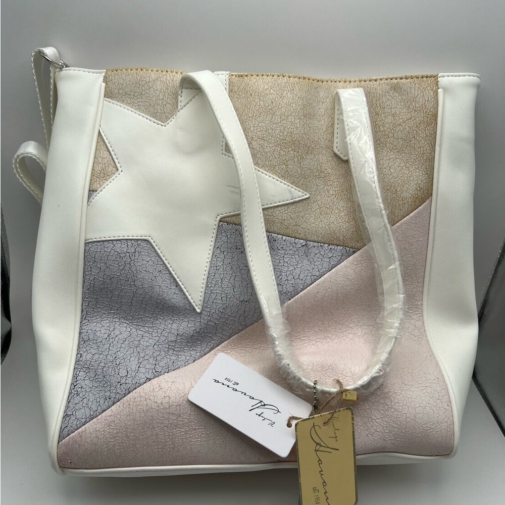 Vintage Havana White, Pink, and Tan Tote Bag